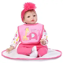 Nicery 22inch 55cm Reborn Baby Doll Magnetic Soft Silicone Lifelike Girl Toy Gift for Children Christmas Pink Elephant