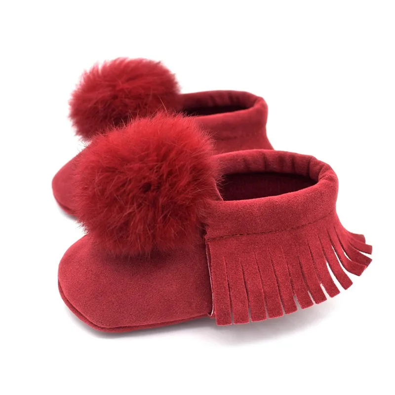COOTELILI Toddler Baby Girl Shoes Soft Bottom Baby Boots Real Fur Princess Shoes Infant New Born Baby Tassel Shoes For Girls (13)