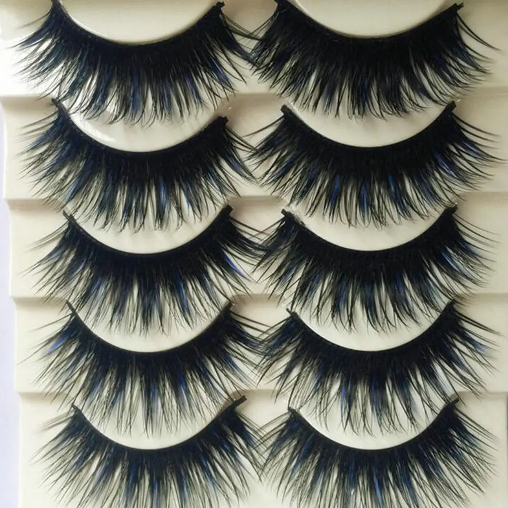 

Eyelash Bicolor Blue + Black Natural Cross Extends Thick Makeup False Eyelashes