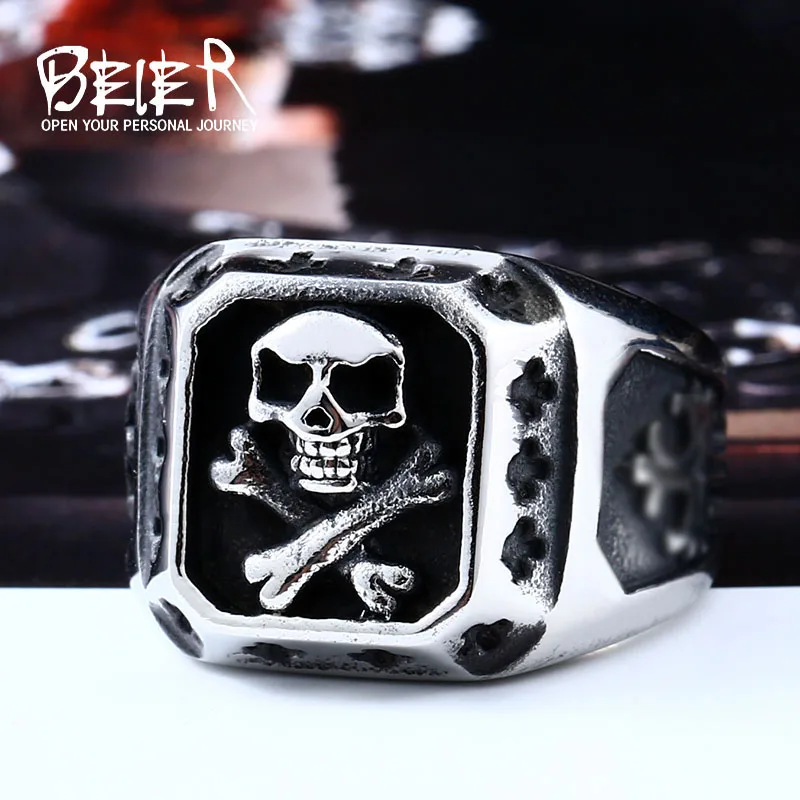 Beier 316L Stainless Steel ring biker Ring skull Man's special copper fashion jewelry BR8-331