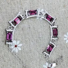 Отличающаяся хорошей устойчивостью натуральный 4*8 мм гранатовый браслет s925 стерлингового серебра модные простые ювелирные украшения для женщин вечерние натуральный фиолетовый драгоценный камень