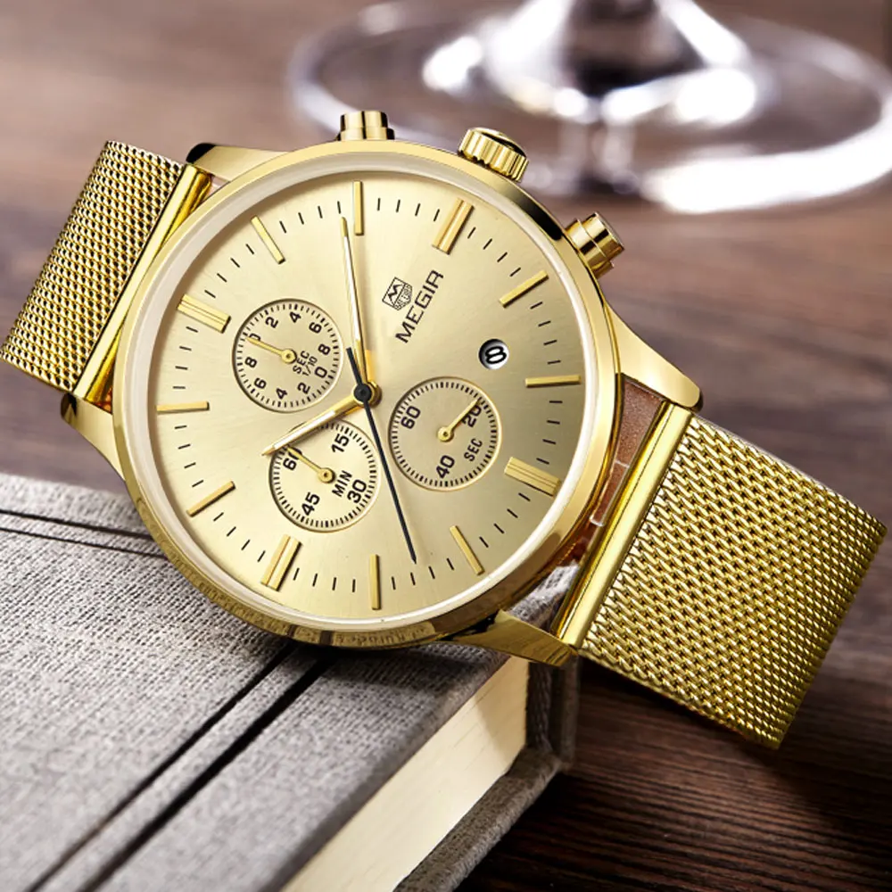 

casual new military stylish MEGIR brand design fashion chronograph men male clock sport steel business luxury wrist gift watch
