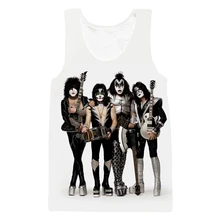 YX GIRL дропшиппинг Летний модный мужской жилет с принтом Kiss band 3D принт жилет в стиле хип-хоп Мужская wo Мужская хипстерская майка ZV276