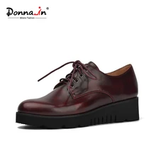 Donna-in 2016 autumn new british style women shoes leather lining lace-up platform shoes