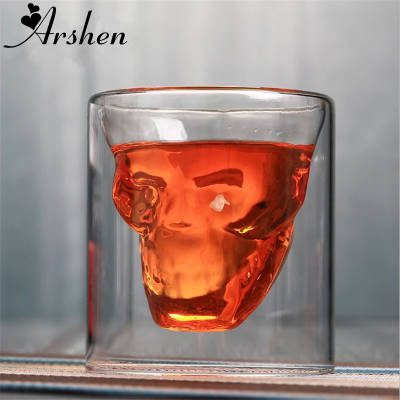 Arshen творческий 4 размера двойной настенный стеклянный стакан с черепом пивная чашка прозрачный винный виски шампанское коктейли посуда для напитков вечерние подарки