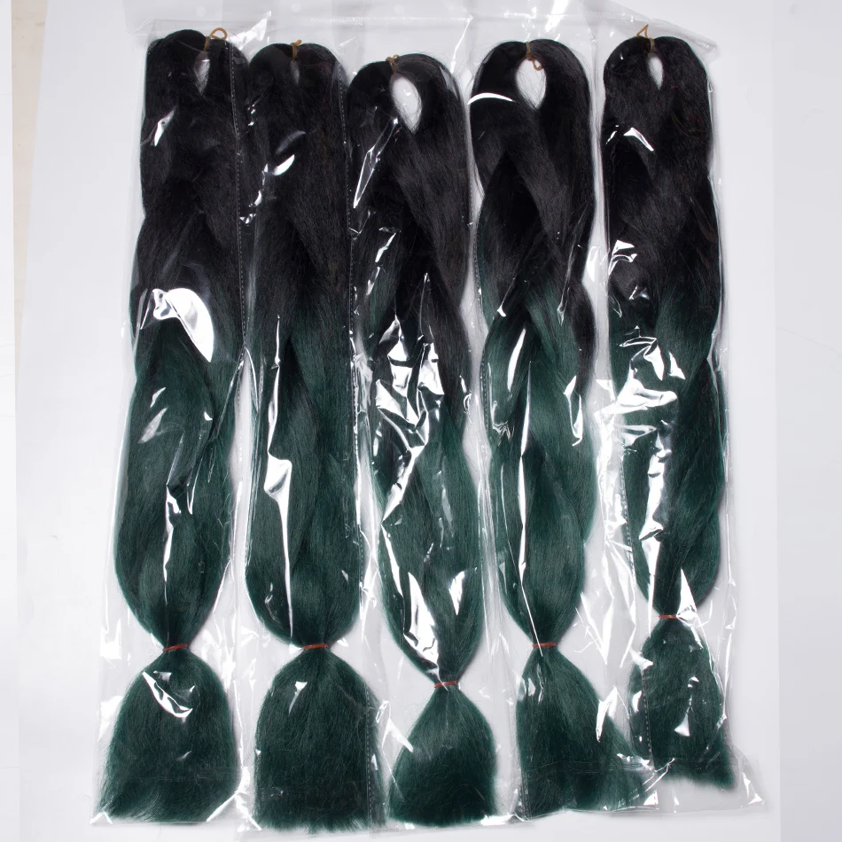 Qphair Green high temperature fiberiding плетение волос Джамбо косы черные зеленые синтетические плетеные наращивание крючком Твист волос 10