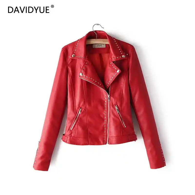 Chaqueta de cuero mujer roja Clearance