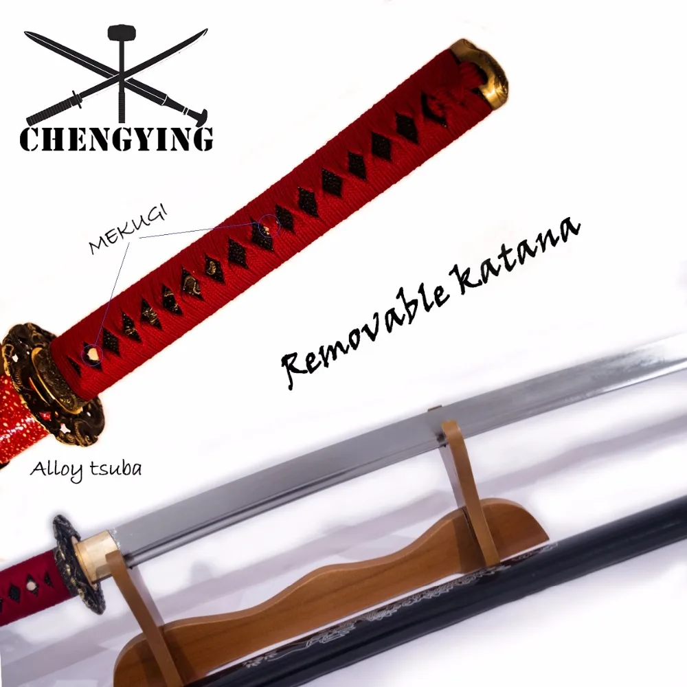 1060 сталь Масло закалки катана меч Китайский дракон стиль красный и черный тема