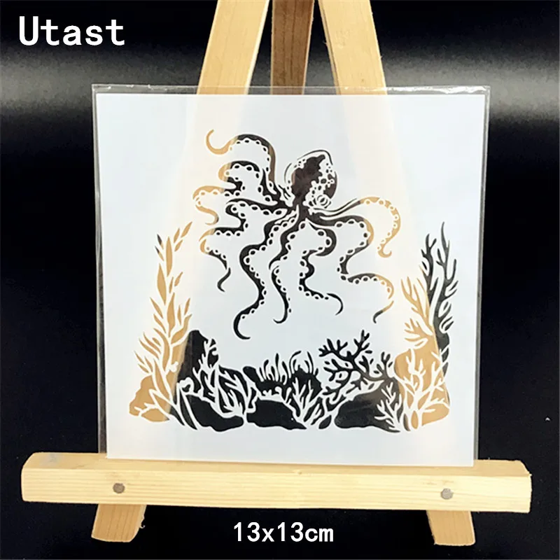 Marine Octopus DIY Plastic Layering Stencils Masking Spray Template For Wall Scrapbooking Painting Photo Album Paper Craft | Дом и сад