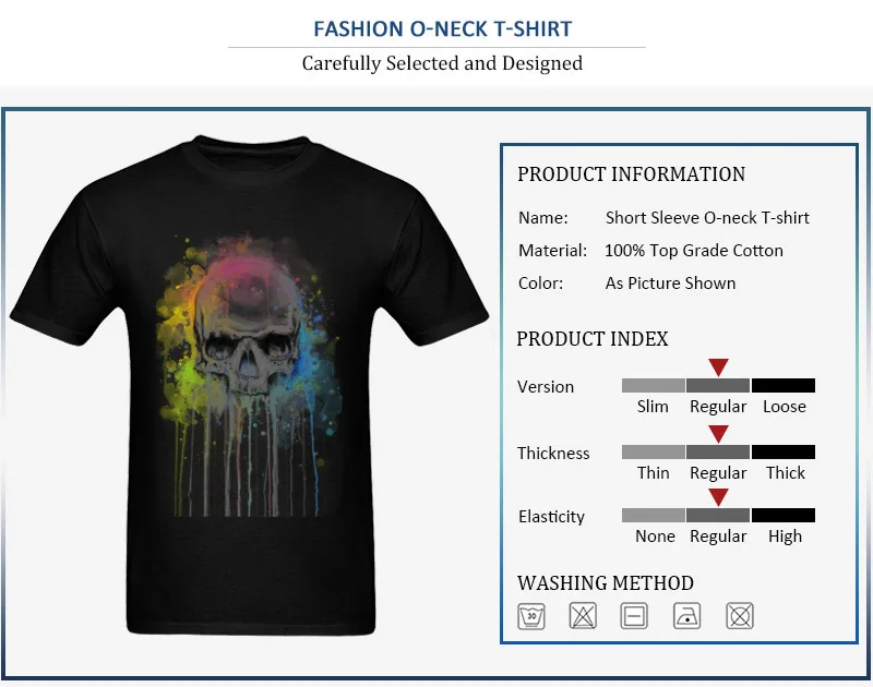 Rainbow Skull Watercolor_detail_black