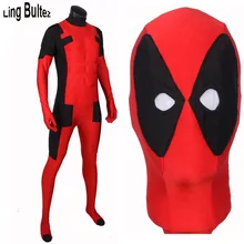 Ling bultez alta calidad más nueva deadpool deadpool traje con relleno de músculo nuevo rojo spandex traje de halloween cosplay