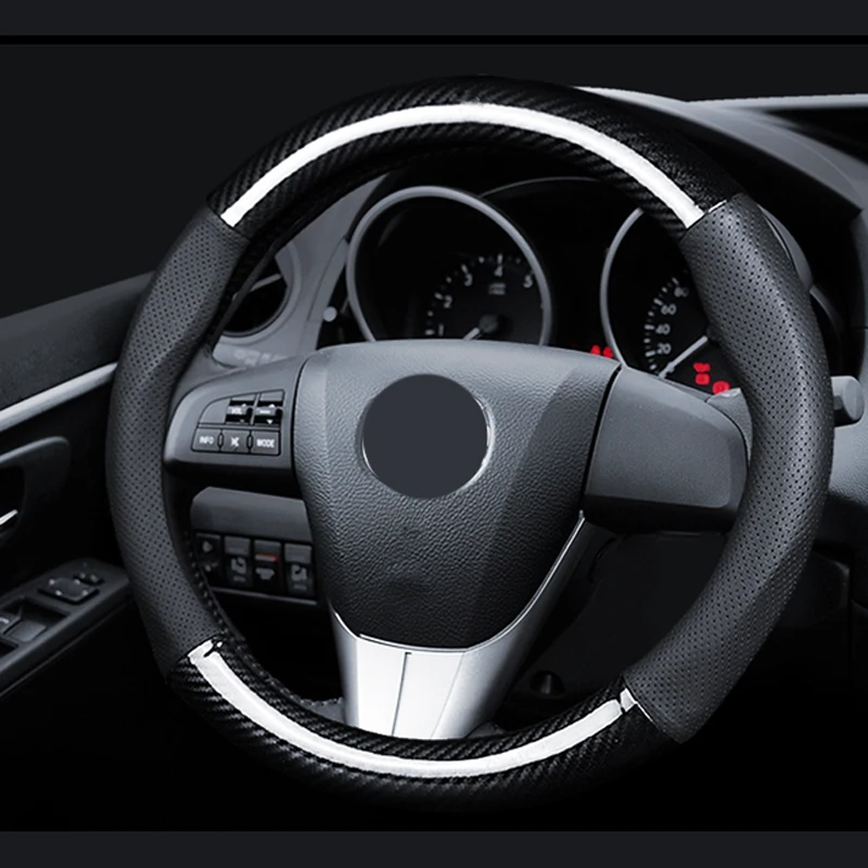 Чехол рулевого колеса автомобиля из углеродного волокна M Sport для BMW Авто Руль диаметром 38 см мягкий кожаный чехол для Ford Focus