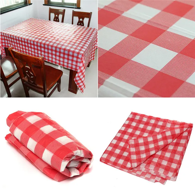 137x274cm Red Grid Disposable Tablecloth Peva Table Cloth Tableware 137x274cm Red Grid Disposable Tablecloth Peva Table Cloth Tableware For Wedding Birthday Christmas Family Party Decoration