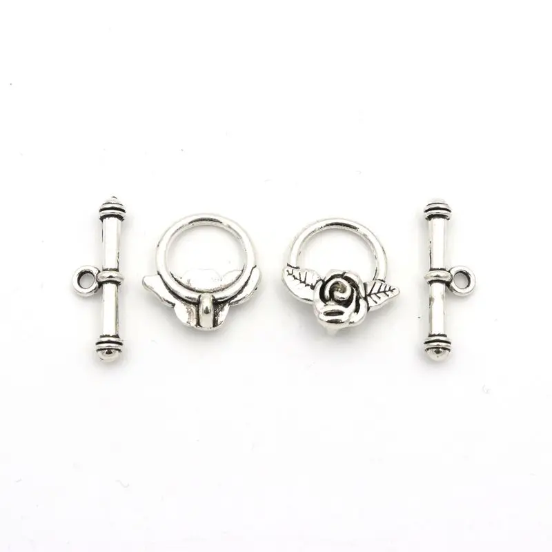 

10 sets/lot 3 Colors Rose Flower OT Clasps Toggle For Jewelry Finding Making Diy Bracelet Chain Needlework Accessories Wholesale