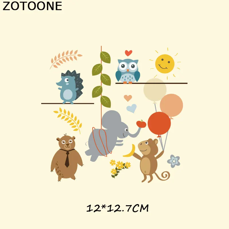 ZOTOONE Cute Cartoon Animal Patches for Clothing Iron on Transfers DIY Accessory Decoration Print on T-shirt Jeans for Children
