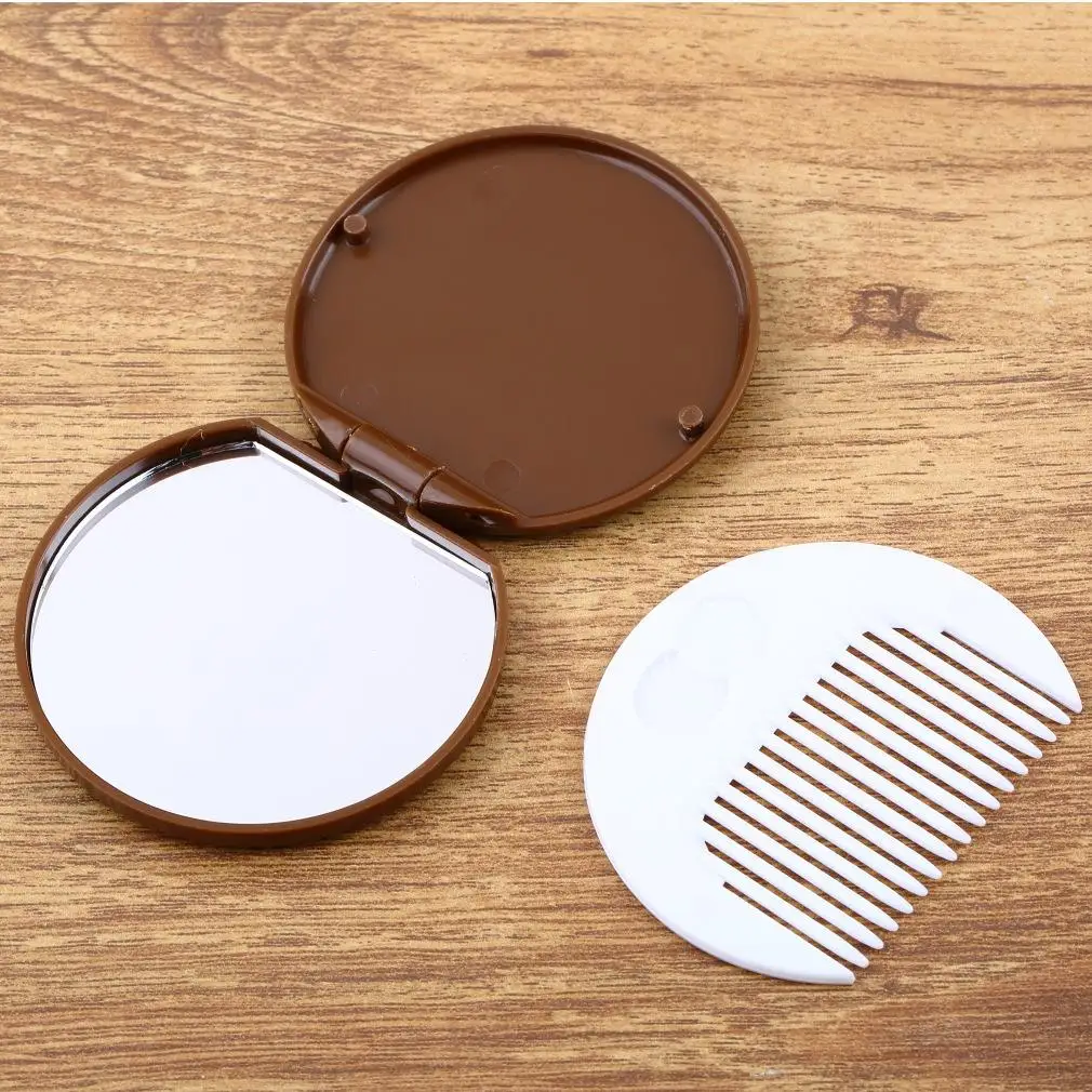 Новое поступление супер предложения коричневого милого печенья Дизайн Зеркало макияж шоколад гребень карманное зеркало может стоять зеркало