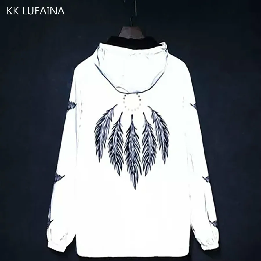 

3m Reflective Jacket Men Hip Hop Anorak Streetwear Mens Jackets Japan Street Style Windbreaker Rave Clothes Jaqueta Masculina