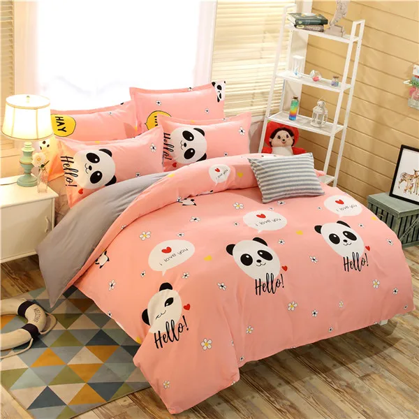 Домашний текстиль, логотип бренда Комплект постельного белья Hello Kitty, детская одежда с рисунком из мультфильма, розовые пододеяльник простынь и наволочки - Цвет: style9