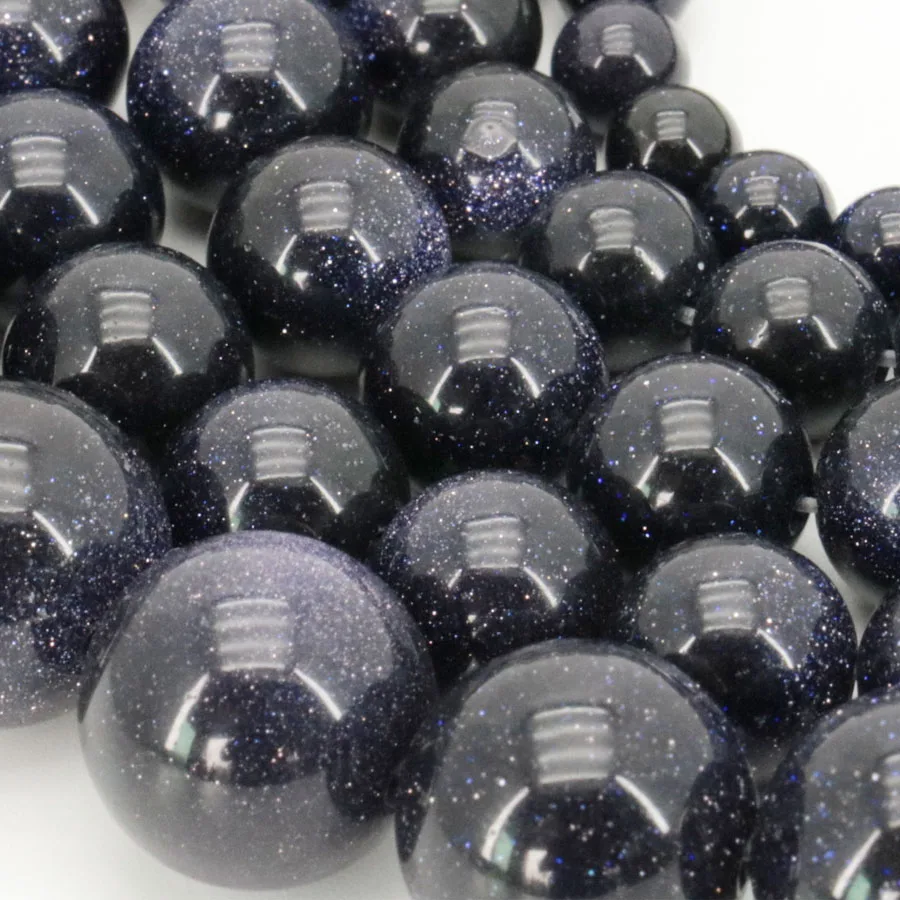 

New 8mm Galaxy Staras Blue Sand Sun free Sitara Faceted Round Gem Loose Beads Jewelry Natural Stone 15''BV295 Wholesale Price