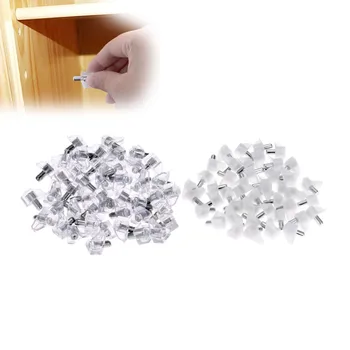 

DRELD 50Pcs 11 x16mm Shelf Support Peg Bookcase Cabinet Bracket Holder Furniture Accessory Clear Plastic Shelf Supports