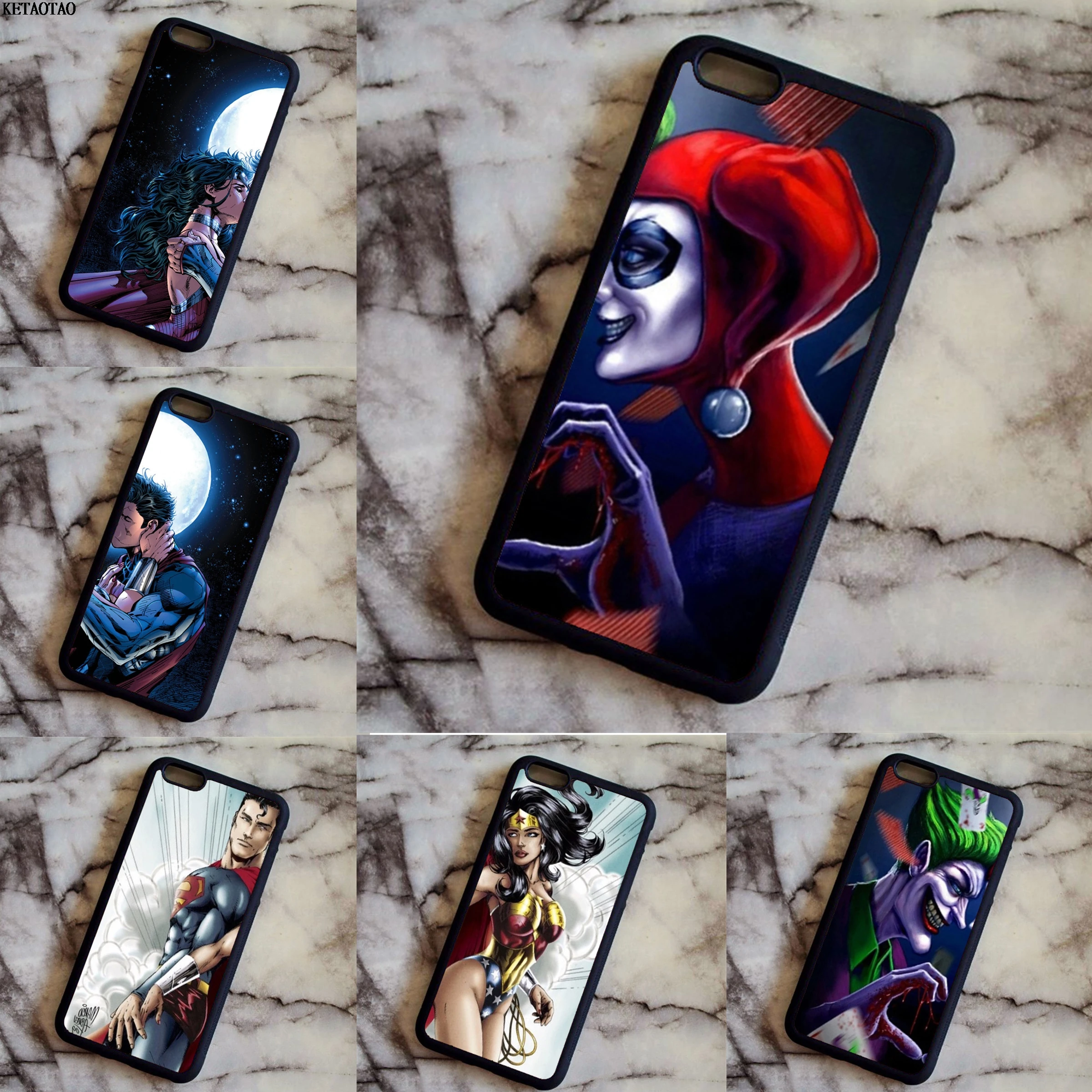KETAOTAO Супермен и Wonde Джокер Харли Куин парные телефонные чехлы для iPhone 4S 5C 5S 6S 7 8 Plus X
