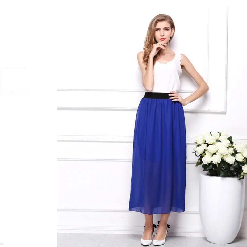 

Buenos Ninos Women Skirts Summer Fashion Long Maxi Skirts Elastic Waist Bohemia Long-Length Colorful Casual Skirts