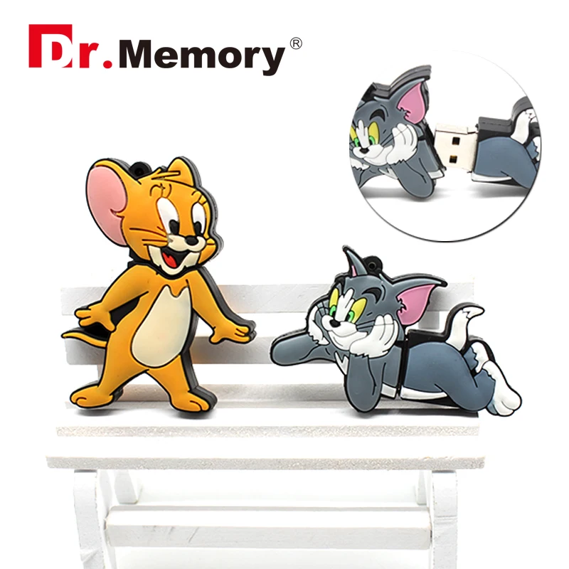 Cartoon Cat USB Flash Drives 32GB Animal Cute 64GB Pendrives Personalized Cat Mouse Flash Disk 4GB 8GB 16GB Memory Stick