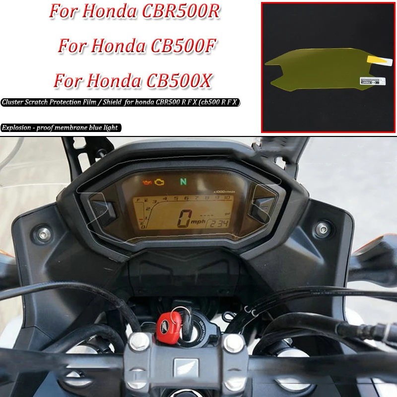 Moto Cluster Scratch Protection Film Instrument Dashboard Cover Guard TPU Blu-ray For Honda CBR500R CB500F CB500X (1)