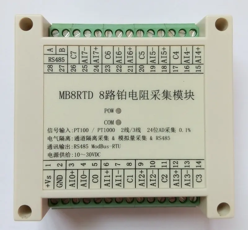 

PT100 PT1000 8-channel Platinum Resistance RTD High Precision Temperature Acquisition Module MODBUS RS485