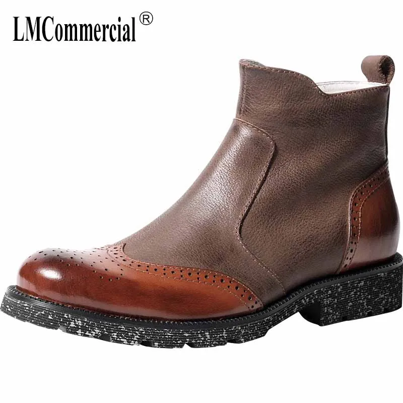 

Bullock high shoes men Martin boots Genuine leather Chelsea boots all-match cowhide new autumn winter British retro breathable