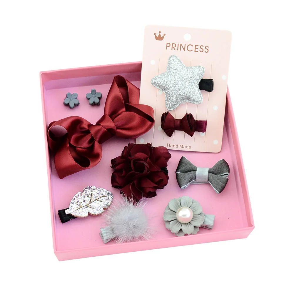 Fashion Children's Headwear Set Gift Boxed Princess Girls Hairband Flower Bow Crown Hairpin Set Hair Accessories (9)