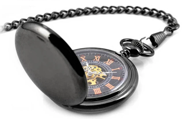 Roman Retro Vintage Antique Steampunk Mechanical Pocket Watch Black Men Necklace Roman Retro Vintage Antique Steampunk Mechanical Pocket Watch Black Men Necklace