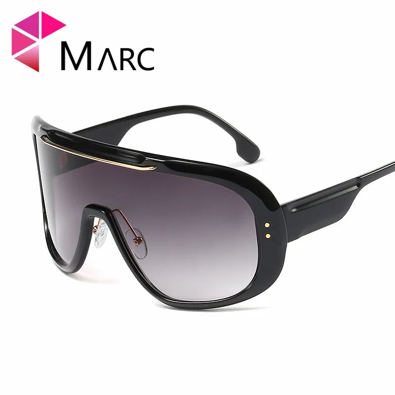 

MARC 2019 Oversized Sunglasses Men Women Flat Top Fashion One piece Lens Sun Glasses for Women Brand Goggle Shades New Trend