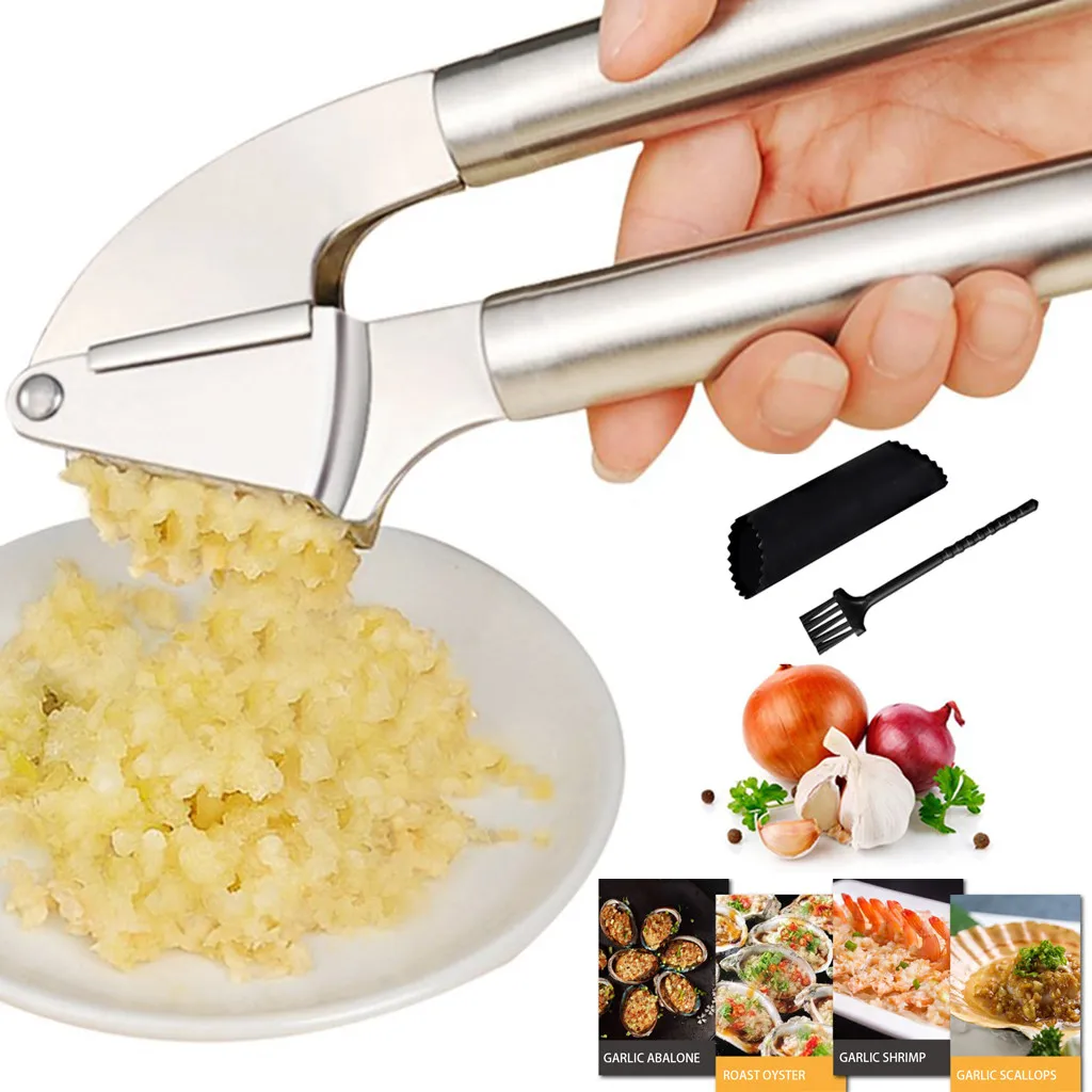 

Highly Durable Garlic Press Stainless Steel Garlic Press For Chef Cooking Kitchenaid With Garlic Peeler Set kitchen tools