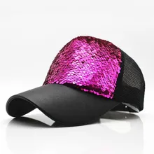 Летняя женская бейсболка с блестками бейсболка с сеточкой и регулируемым ремешком модные шапки Snapback спортивные блестки регулируемые летние Gorras