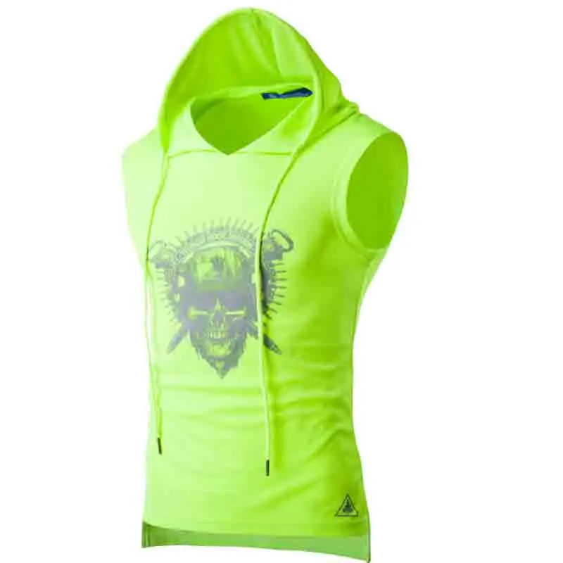 

NEW 2019 Fashion Summer skeleton Printed sport Fitness running dance Hip hop hoodies cotton vest sleeveless garment Tank Tops