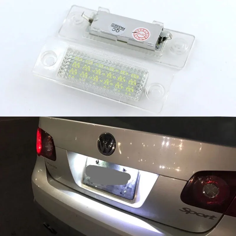 2pcs Car LED License Number Plate Lights Lamp For Transporter T5 Multivan Caravelle Eurovan Passat Caddy Touran Golf