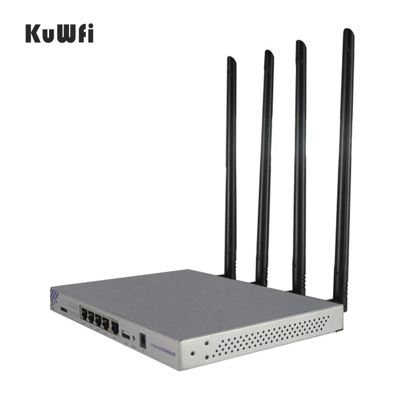 KuWFi OpenWrt 1200 Мбит/с длинный диапазон беспроводной AP 1 Вт Высокая мощность беспроводной маршрутизатор 2,4G 5,8G двухдиапазонный Wifi маршрутизатор 4* 7dBi антенны