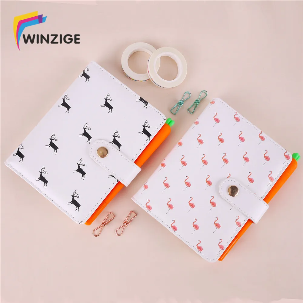 

Cute Cartoon Flamingo Leather Weekly Notebook Multi-functional Inner Pages's Planner Suit With Clip etc Suit Lovely Mini Notepad