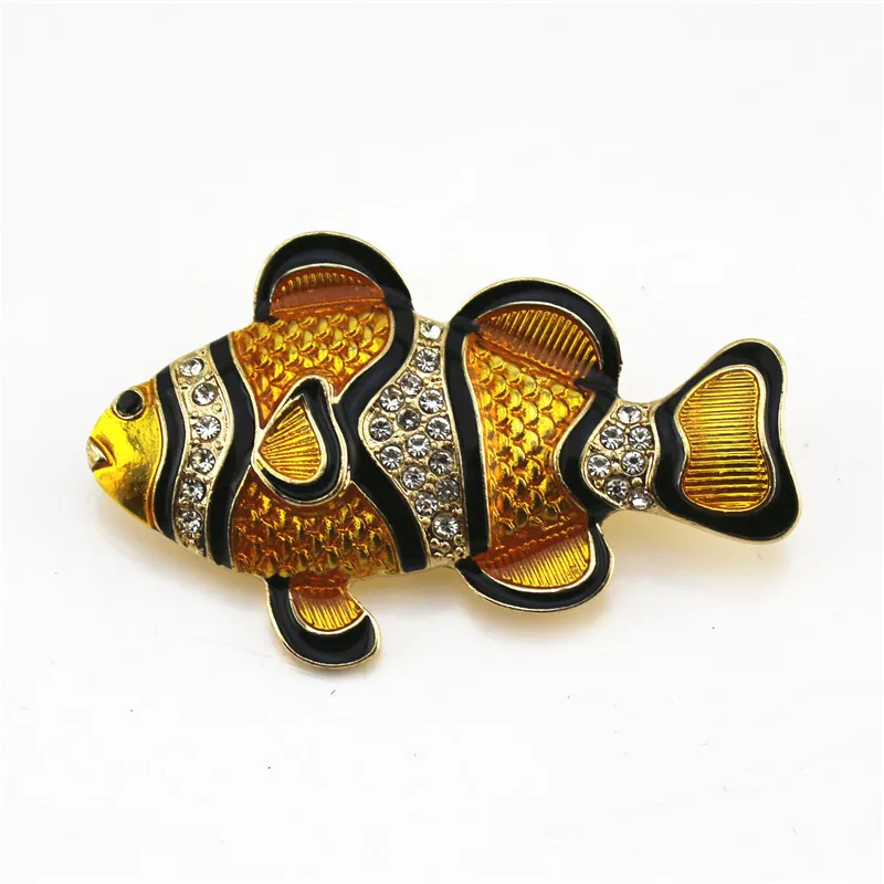 Новая мода Ретро стиль эмаль тропическая рыба инкрустированные полудрагоценные камни милый Карп темпераментная брошь - Окраска металла: yellow