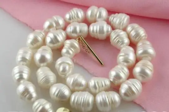 

Hot sale new Style >>>>> 17" 15MM WHITE BAROQUE RICE FRESHWATER CULTURED PEARL NECKLACE