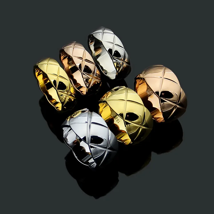 

New style 0.6-1.0cm Cross Rhombus Grid Ring 316L Stalinless Steel engagment Wedding Ring For Women Best Gift Wholesale