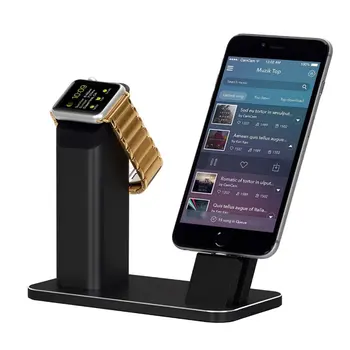 

New Aluminum Charging stand Dock Station for Apple Watch NightStand Mode for iPhone 5/SE/6/7 Plus with Various Case Freeshipping