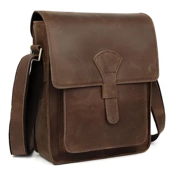 

TIDING Men Genuine leather cross body bag vintage style shoulder bag for iPad crazy horse leather small bag 11124