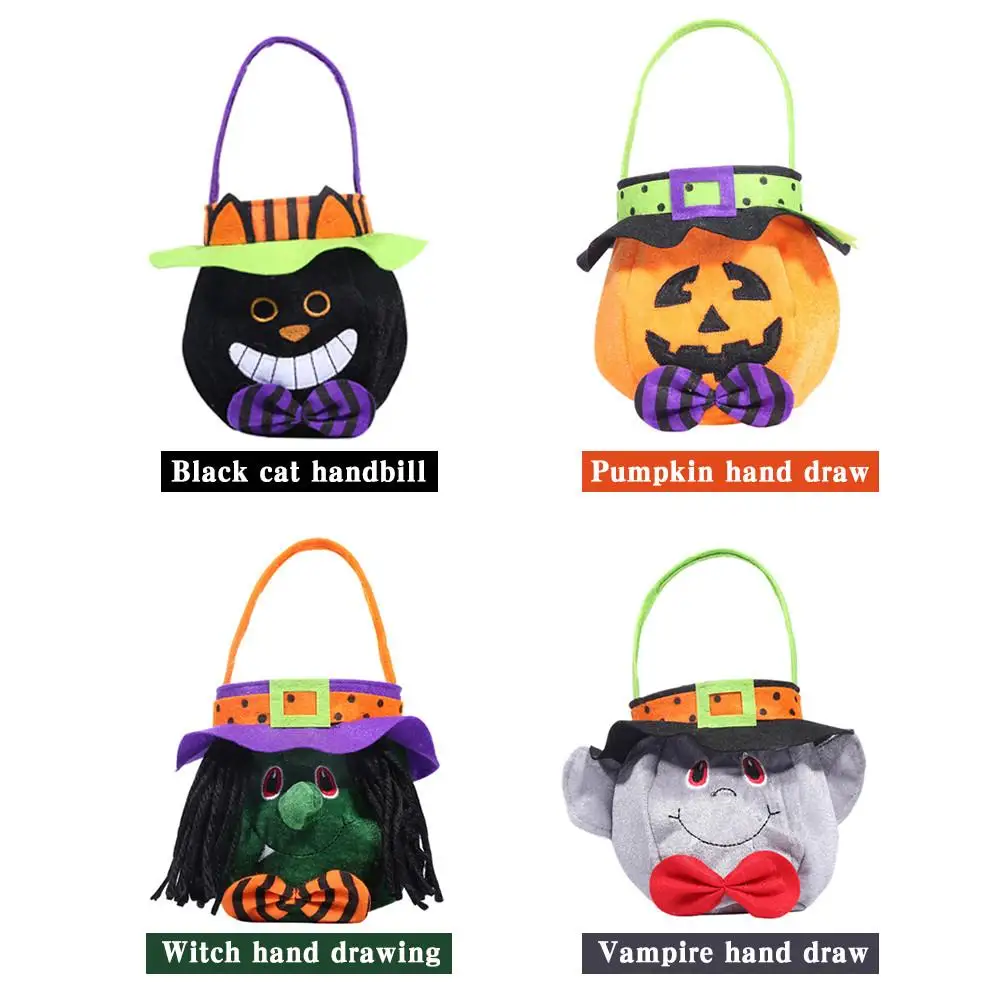 

New Halloween Children's Candy Gift Bag Ghost Festival Cap With Round Tote Bag Cartoon Decoration Supplies