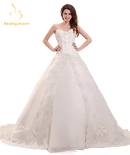 Bealegantom New Elegant V-neck Wedding Dresses 2017 with Beaded Appliques Lace Up Plus Size Bridal Gowns Vestido De Novia QA1137