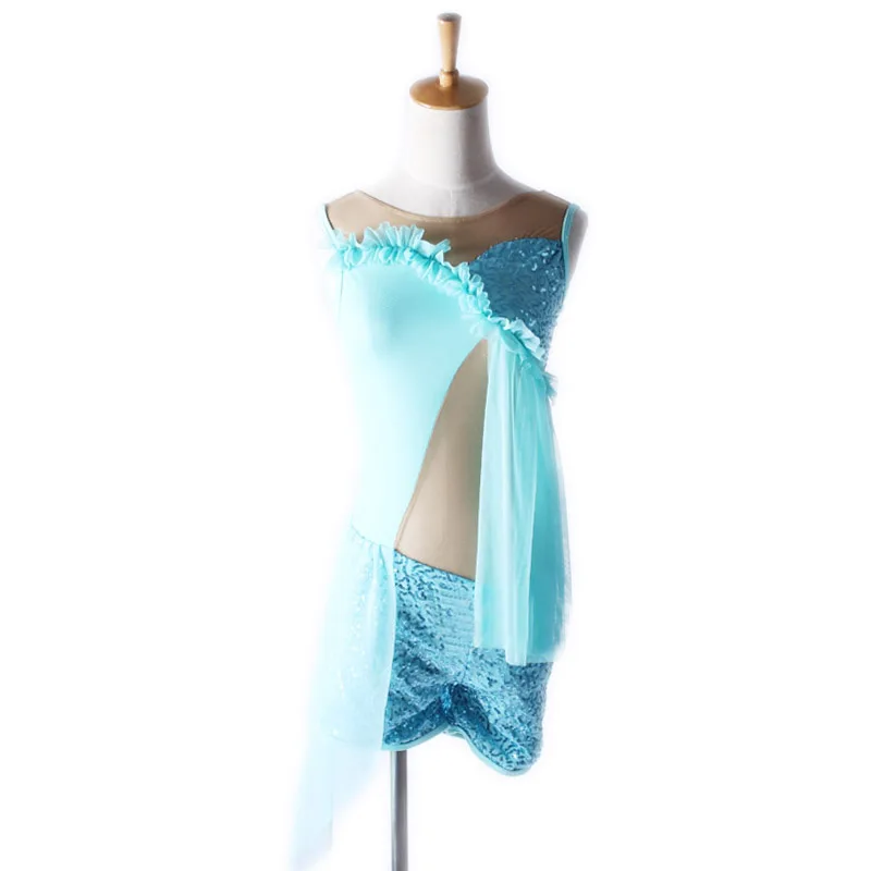 

New Children's Female Stitching Latin Dance Skirt Modern Jazz Piece With Stage Costumes