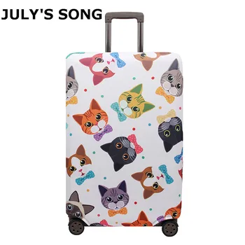

JULY'S SONG Cat Pattern Travel Luggage Cover Elastic Trolley Suitcase Women's Men's Protect Dust Luggage Case Accessories Supply