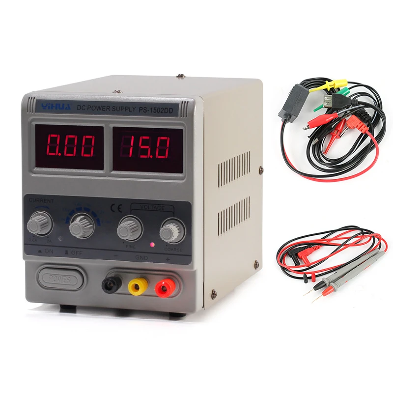 YIHUA 1502DD Цифровой Регулируемый DC импульсный 3 цифры Мощность поставки 15 В 2A для