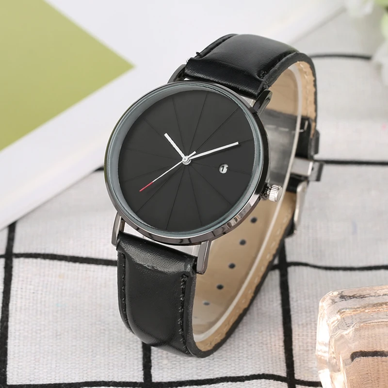 

Men's Auto Calendar Watch Ladies Dress Watches Clock Man Fashion Casual PU Leather Band Quartz Wristwatch Luxury reloj Hombre